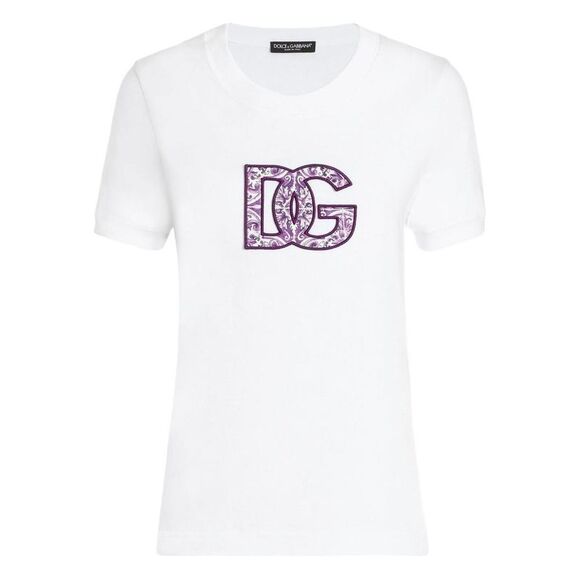 DOLCE & GABBANA Tops - DOLCE & GABBANA DG Patterned Logo Cotton T-Shirt Women WHITE T-Shirts & Tops